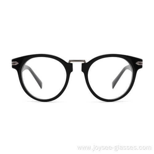 New Design Trendy Unique Metal Nose Bridge Round Lenses Acetate Optical Frames Eyeglasses